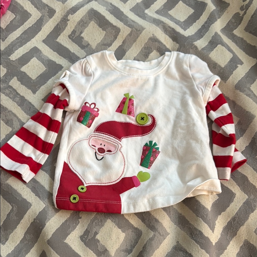 ❤️ 7 for 20 ❤️Festive Santa Kids Shirt with Red Stripes
